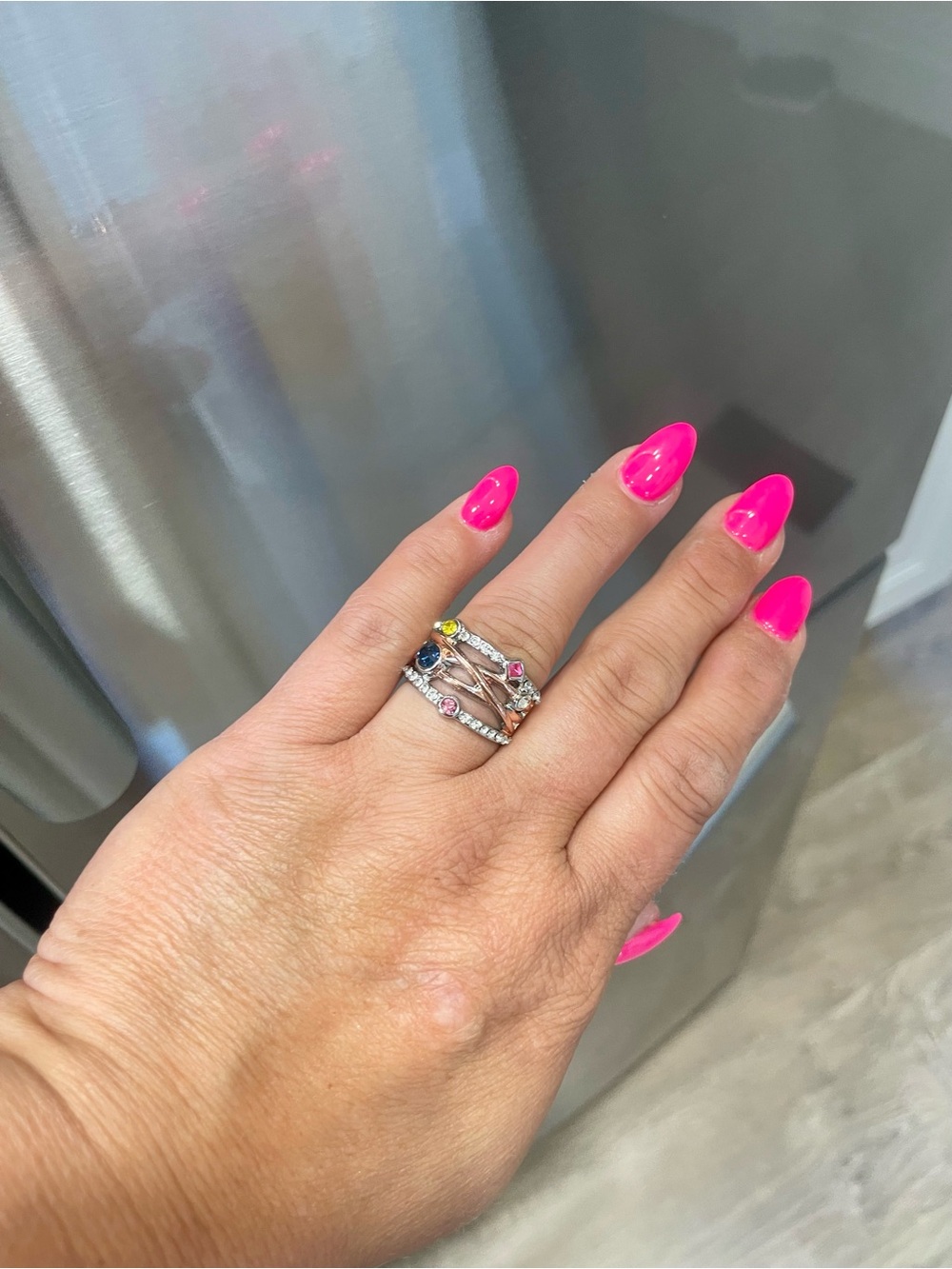 Multi-Color Crystal Stackable Ring, Size 7 - Picture 5 of 6